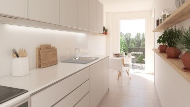 Planta baja de obra nueva en venta, a la Zona de Domeny de Girona jardín y piscina comunitaria.