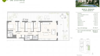 Planta baja de obra nueva en venta, a la Zona de Domeny de Girona jardín y piscina comunitaria.