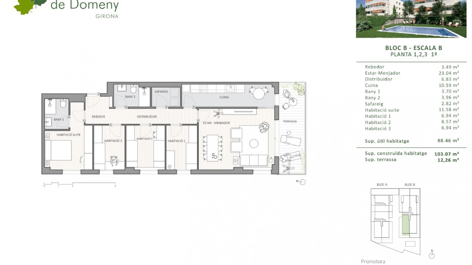 Piso de obra nueva en venta, en la zona de Domeny de Girona